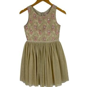 Nanette Lenore Girls Sparkly Holiday Embroidered Pearls Dress Size Large/14